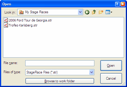 The Open file dialog where you can browse to the work folder