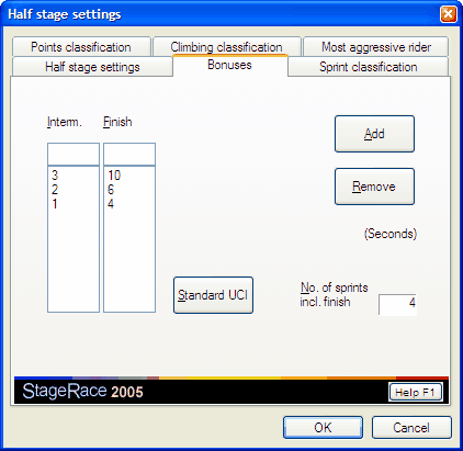 Configuration of bonuses