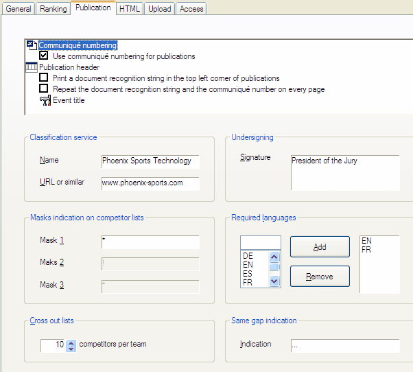 Settings publication