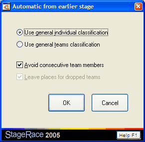 Automatic from earlier stage dialog